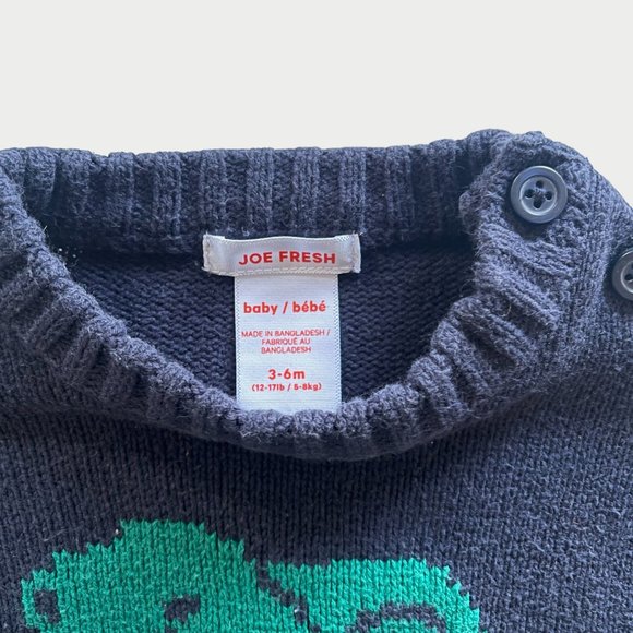 Joe Fresh T-Rex Dinosaur Knit Sweater w/ Jean Set | 3mos - Picture 2 of 5